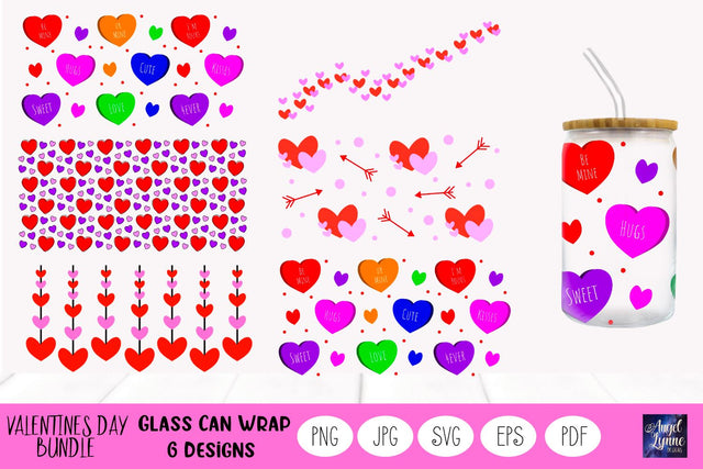 Valentines Day Glass Wrap Bundle | Heart Glass Wrap Bundle SVG Angel Lynne Designs 