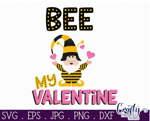 Valentine's Day - Gnome - Bee My Valentine SVG Crafty Mama Studios 