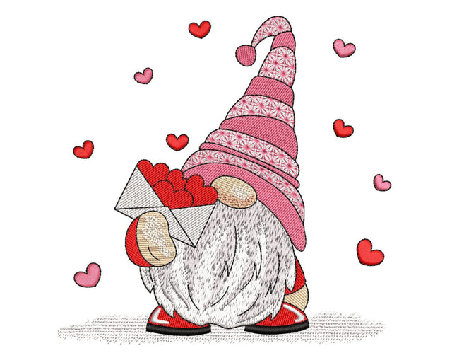Valentine's Day Gnome Embroidery Design, 4 sizes, Instant Download Embroidery/Applique DESIGNS Nino Nadaraia 
