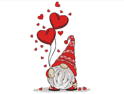 Valentine's Day Gnome Embroidery Design, 4 sizes, Instant Download Embroidery/Applique DESIGNS Nino Nadaraia 