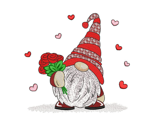 Valentine's Day Gnome Embroidery Design, 4 sizes, Instant Download Embroidery/Applique DESIGNS Nino Nadaraia 