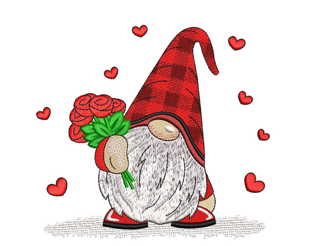 Valentine's Day Gnome Embroidery Design, Happy Valentine's Day Embroidery File, 3 sizes, Instant Download Embroidery/Applique DESIGNS Nino Nadaraia 