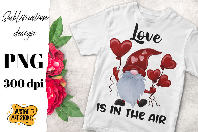 Valentines Day Gnome "Love is in the Air" sublimation design Sublimation Yustaf Art Store 