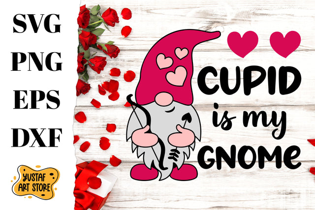 Valentine's Day Gnome SVG "Cupid is my Gnome" SVG Yustaf Art Store 
