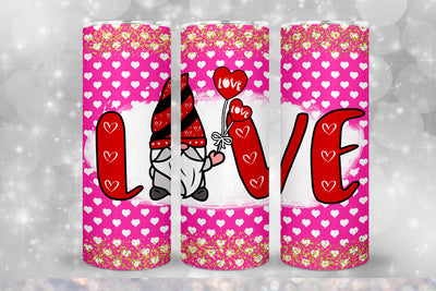 Valentines Day Gnome Tumbler Sublimation I 20 Oz Tumbler Wrap PNG Sublimation Happy Printables Club 