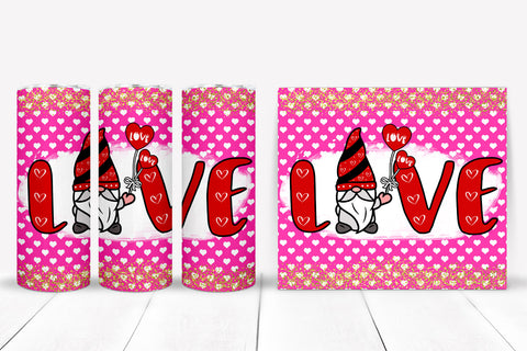 Valentines Day Gnome Tumbler Sublimation I 20 Oz Tumbler Wrap PNG Sublimation Happy Printables Club 