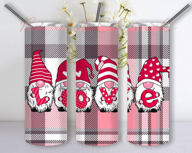 Valentines Day Gnomes 20oz Skinny Tumbler PNG Sublimation Design, Seamless Tumbler Design, Digital Download Sublimation PixelChick 