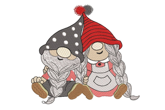 Valentine's Day Gnomes Couple embroidery design, Love embroidery designs, grandparents gnomes, 4 sizes, Instant download Embroidery/Applique DESIGNS ArtEMByNatalia 