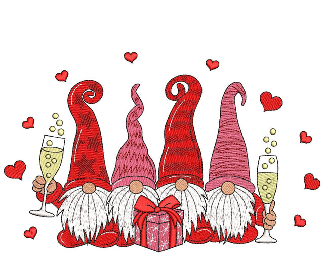 Valentine's Day Gnomes Embroidery Design, 3 sizes, Instant Download Embroidery/Applique DESIGNS Nino Nadaraia 