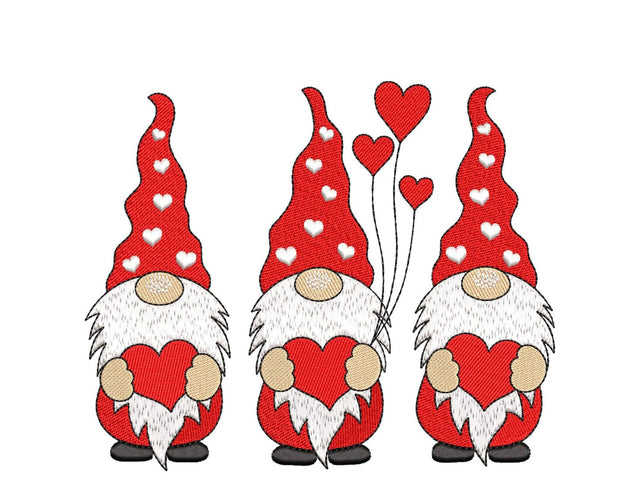 Valentine's Day Gnomes Embroidery Design, Happy Valentine's Day Embroidery File, 3 sizes, Instant Download Embroidery/Applique DESIGNS Nino Nadaraia 