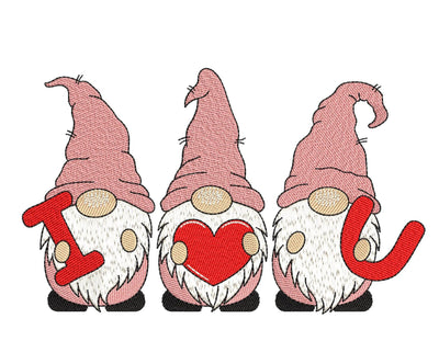 Valentine's Day Gnomes Embroidery Design, Valentine's Day Embroidery File, 4 sizes, Instant Download Embroidery/Applique DESIGNS Nino Nadaraia 