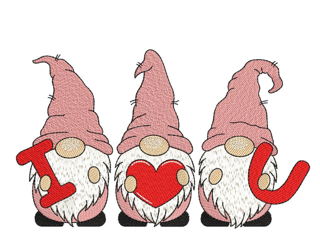 Valentine's Day Gnomes Embroidery Design, Valentine's Day Embroidery File, 4 sizes, Instant Download Embroidery/Applique DESIGNS Nino Nadaraia 