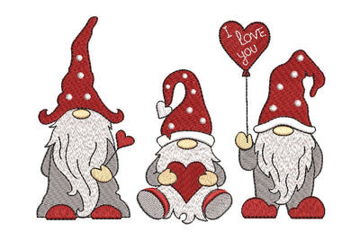 Valentines Day Gnomes Machine Embroidery Design, Love embroidery designs, 3 sizes, Instant download Embroidery/Applique DESIGNS ArtEMByNatalia 