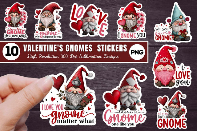 Valentine's Day Gnomes Stickers Bundle Sublimation Regulrcrative 