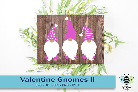 Valentine's Day Gnomes SVG with decorative hats SVG B Renee Design 