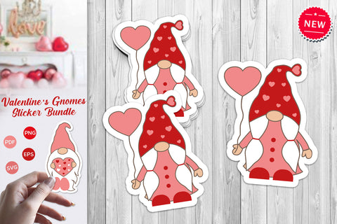 Valentine's Day Gnomes, Valentine's Day Stickers Bundle SVG SvgMonkeys 