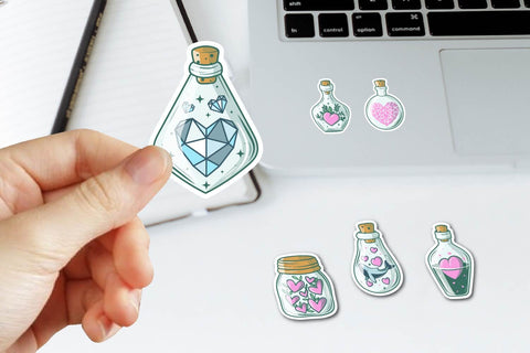 Valentine's Day Heart Bottle Sticker Printable SVG dadan_pm 
