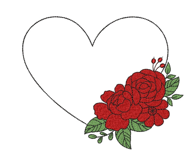 Valentine's Day Heart Embroidery Design, Heart Frame with Flowers Embroidery File, 5 sizes, Instant Download Embroidery/Applique DESIGNS Nino Nadaraia 
