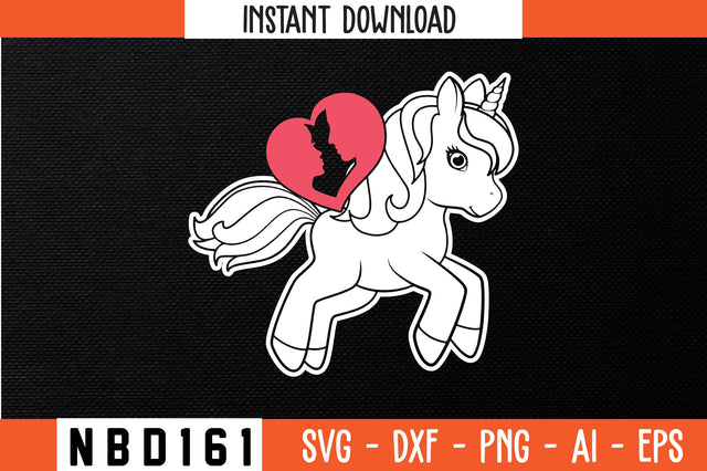 valentines day heart riding a unicorn Svg Design SVG Nbd161 