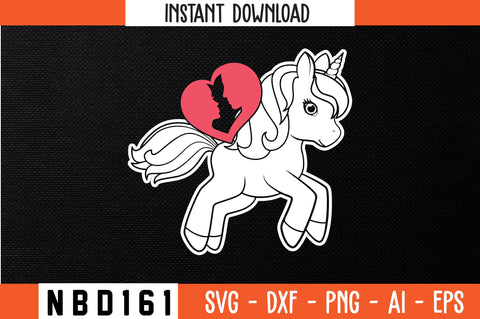valentines day heart riding a unicorn Svg Design SVG Nbd161 