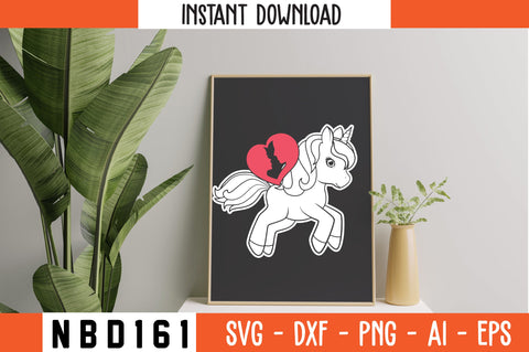 valentines day heart riding a unicorn Svg Design SVG Nbd161 