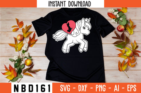 valentines day heart riding a unicorn Svg Design SVG Nbd161 