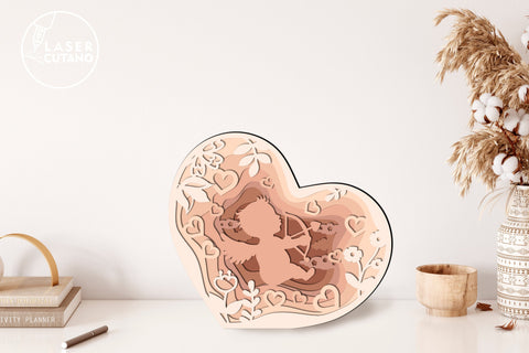 Valentines Day Heart Set Of 3 Multilayer Laser Cut Files, SVG, 3D Designs, Mini Design Bundles, Paper Cut Template SVG LaserCutano 