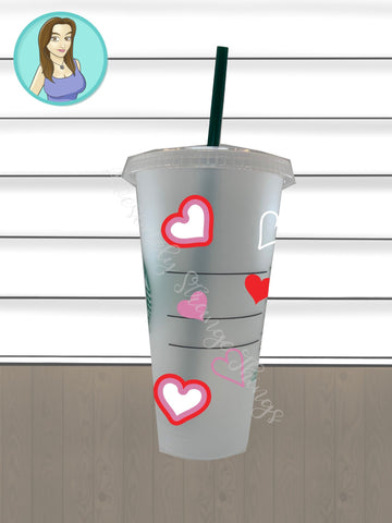 Valentine's Day Heart Tumbler Wrap ideal for Starbucks cup SVG Awesomely Strange Designs 
