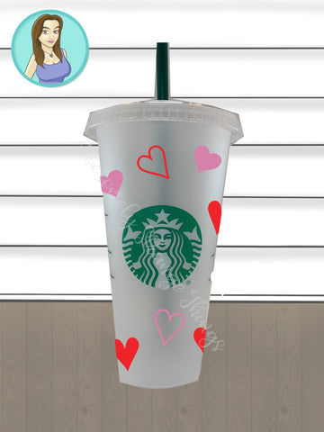 Valentine's Day Heart Tumbler Wrap ideal for Starbucks cup SVG Awesomely Strange Designs 