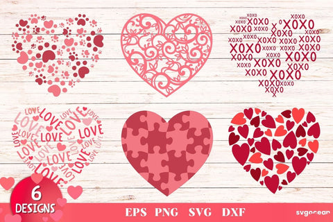 Valentine’s Day Hearts Svg Bundle | Mandala | Silhouettes Cut Files SVG SvgOcean 