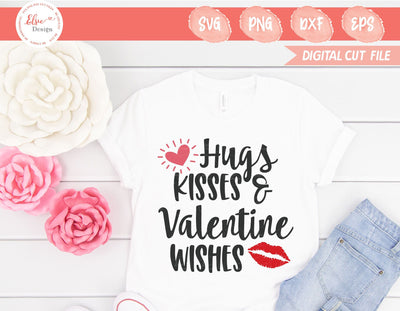 Valentine's Day - Hugs Kisses And Valentine Wishes - SVG, PNG, DXF, EPS SVG Elsie Loves Design 