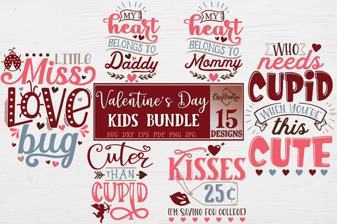 Valentine's Day Kids Bundle Of 15 SVG files for cutting machines Cricut Silhouette SVG PNG Valentine's Day Baby SVG SVG RoseMartiniDesigns 