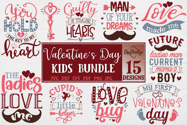 Valentine's Day Kids Bundle Of 15 SVG files for cutting machines Cricut Silhouette SVG PNG Valentine's Day Baby SVG SVG RoseMartiniDesigns 