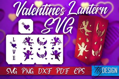 Valentine’s Day Lantern SVG | Paper Cut SVG | Love Design v.1 SVG Fly Design 