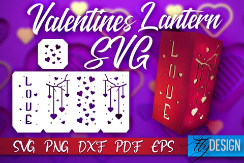 Valentine’s Day Lantern SVG | Paper Cut SVG | Love Design v.1 SVG Fly Design 
