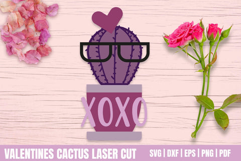 Valentine's Day Laser Cut | Cactus XOXO SVG Helga Art 