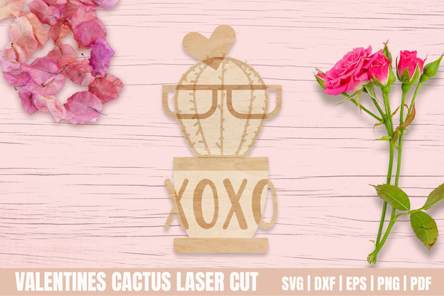 Valentine's Day Laser Cut | Cactus XOXO SVG Helga Art 