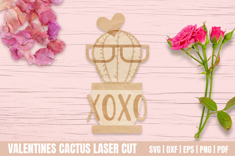 Valentine's Day Laser Cut | Cactus XOXO SVG Helga Art 
