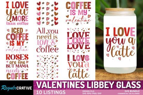 Valentine's Day Libbey Glass SVG Bundle SVG Regulrcrative 