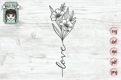Valentines Day Love Flowers SVG Cut File SVG Wild Pilot 