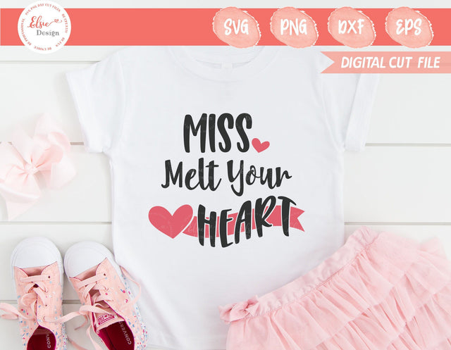 Valentine's Day - Miss Melt Your Heart - SVG, PNG, DXF, EPS SVG Elsie Loves Design 