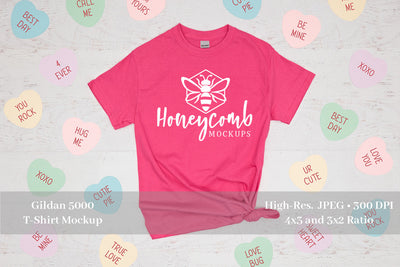Valentines Day Mockup, Heliconia Gildan 5000 Mockup, Pink T-Shirt Mockup Mock Up Photo Honeycomb Mockups 