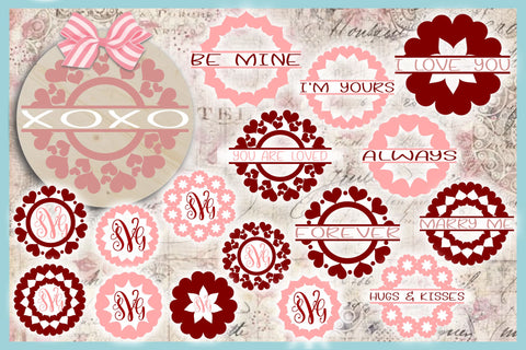 Valentines Day Monogram And Split Frame with Quotes Bundle SVG SVG SVGcraze 