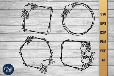 Valentines Day Monogram Frame SVG, Love Floral Frames, Digital File. SVG Elinorka 