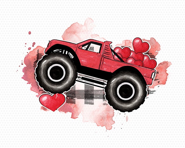 Valentine's day monster truck Sublimation Graphics Design, Digital Download, PNG, ClipArt Sublimation SVGoriginalcreations 