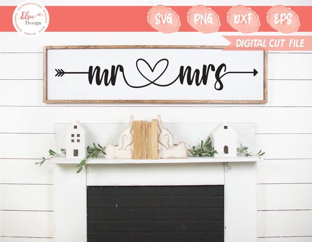 Valentine's Day - Mr Mrs - SVG, PNG, DXF, EPS SVG Elsie Loves Design 