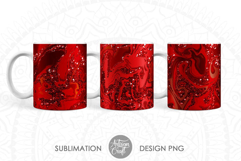 Valentines day mug sublimation with red acrylic pour art Sublimation Artisan Craft SVG 