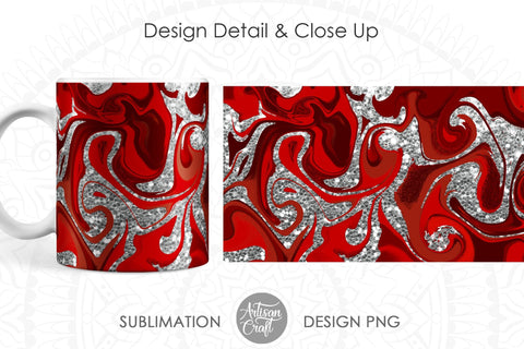 Valentines day mug sublimation with red acrylic pour art Sublimation Artisan Craft SVG 