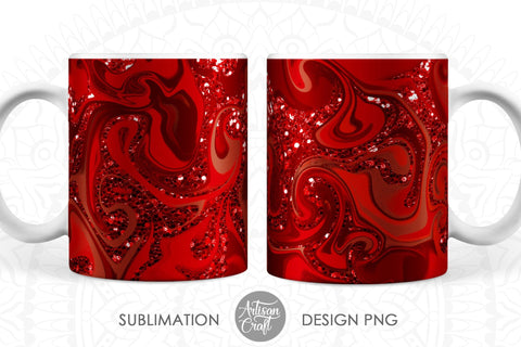 Valentines day mug sublimation with red acrylic pour art Sublimation Artisan Craft SVG 
