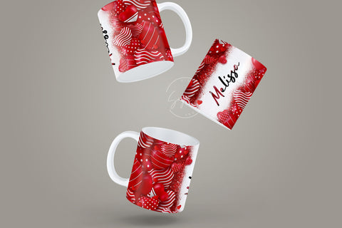Valentine's day Mug Wrap, Add Your Own Name, Mug Sublimation Design PNG, Heart Design Mug, 11 & 15 Oz Mug Cricut Press Sublimation Wrap Sublimation Syre Digital Creations 